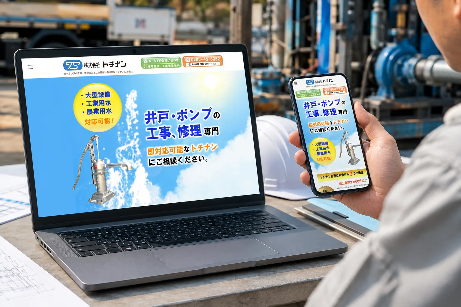 株式会社トチナン様の井戸・給水ポンプ工事LPを利用する場面