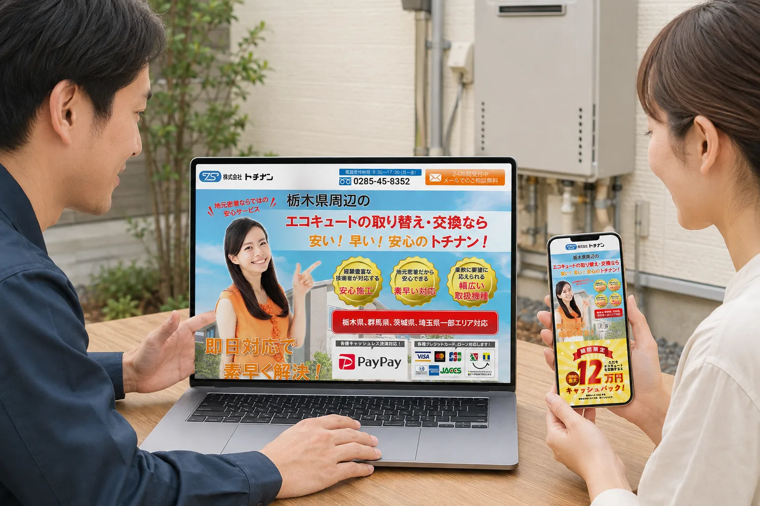 株式会社トチナン様のWEBサイトを利用する場面