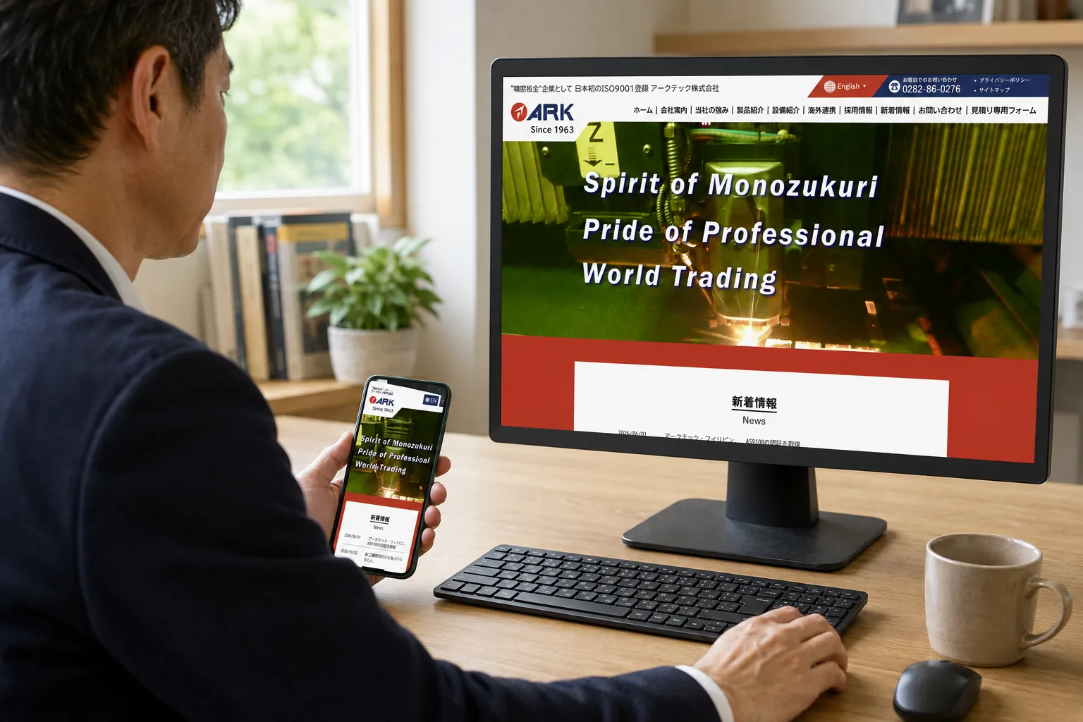 アークテック株式会社様のWEBサイトを利用する場面