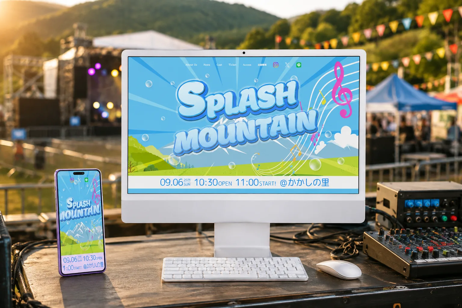 SPLASH MOUNTAIN様のWEBサイトを表示したPCとスマートフォン
