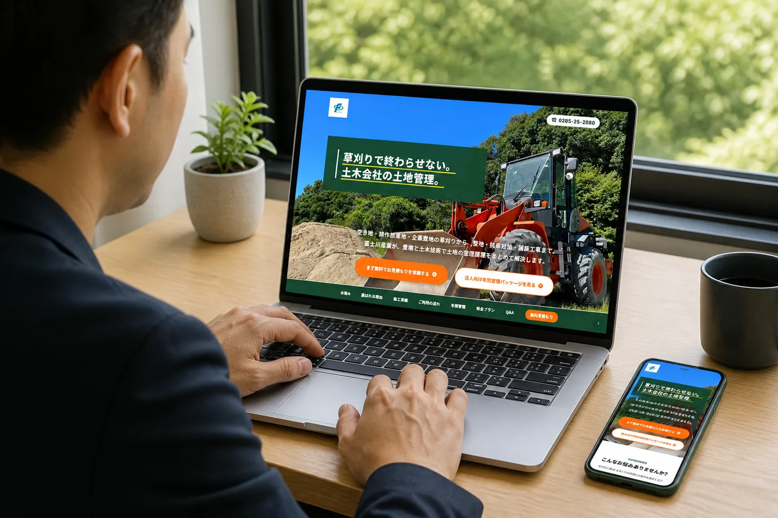 有限会社富士川産業様のWEBサイトを利用する場面