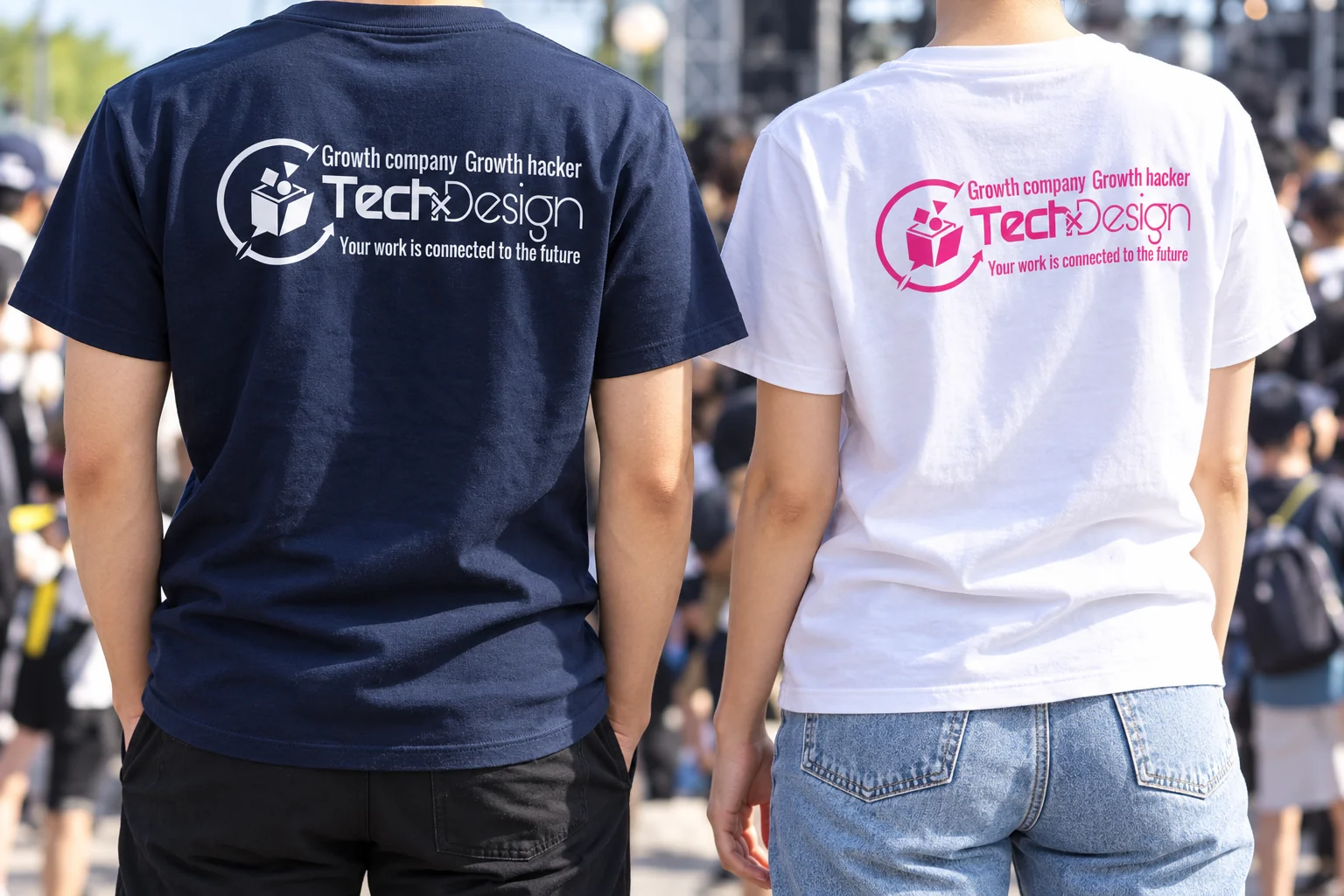 顔を写さず背面デザインを見せたTechDesignオリジナルウェア