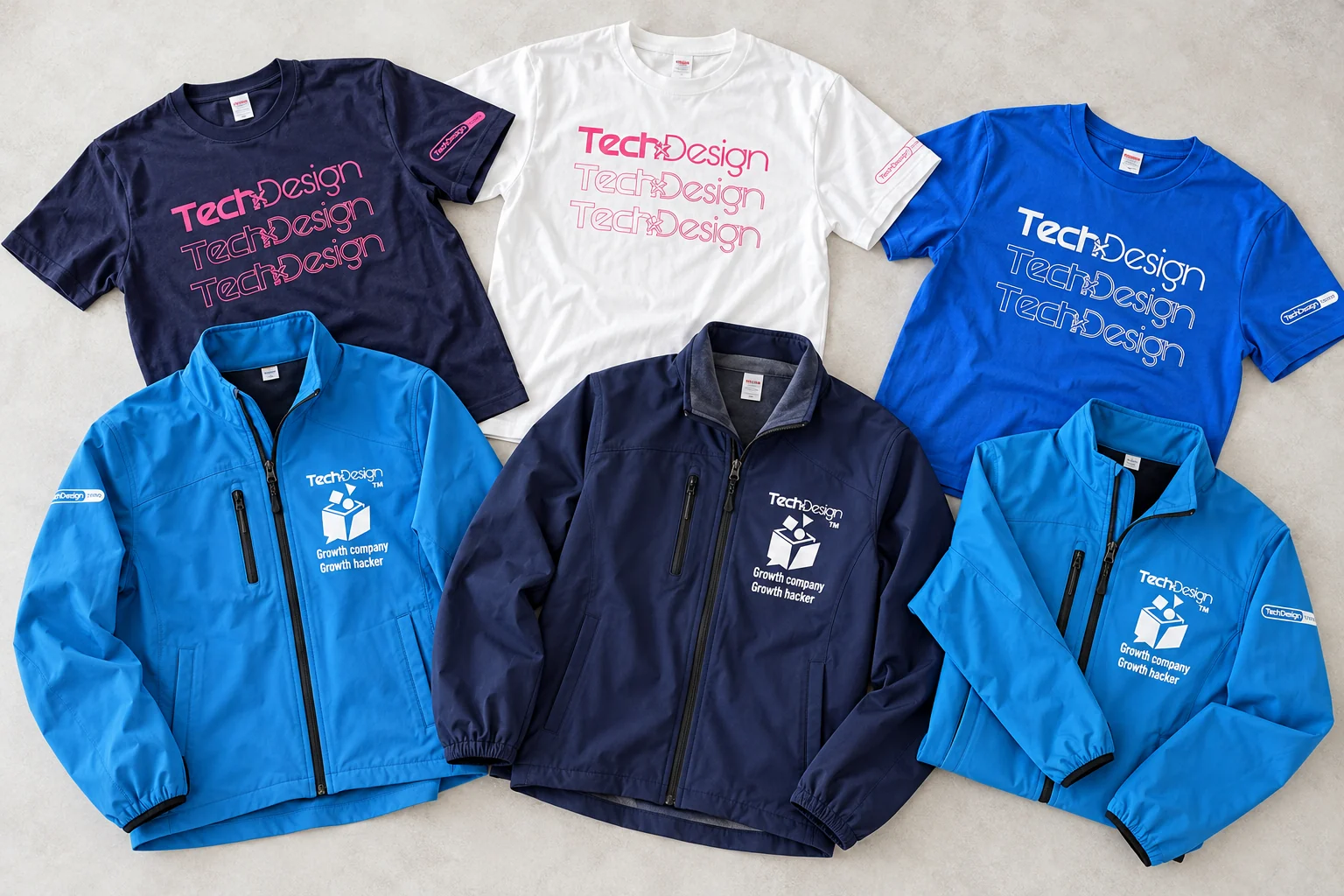 複数の配色とデザインを展開したTechDesignのオリジナルウェア
